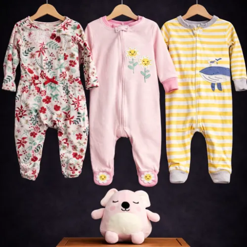 3-Piece Baby Girls Floral Romper Set (18 Months) with Pink Koala Toy - Product Image
