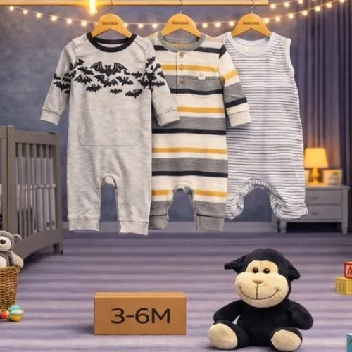 Baby Romper Gift Set with Plush Monkey Soft Toy  - Product Image