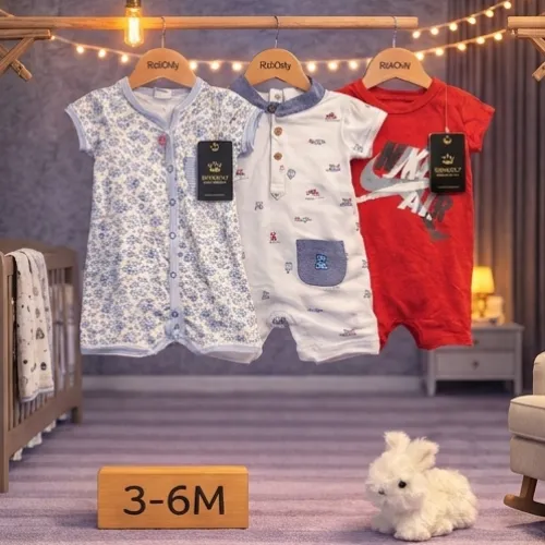 Baby Rompers Outfit Set with Plush White Bunny Soft Toy  - Product Image