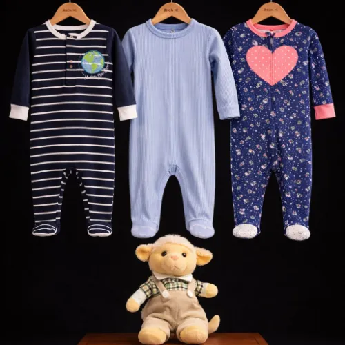 Rompers Set For Baby Girls (18 Months) with Lamb Soft Toy - Product Image