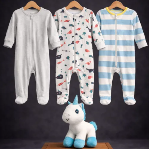 3 Piece Baby Rompers Set (12–18M) with Unicorn Plush Toy - Product Image