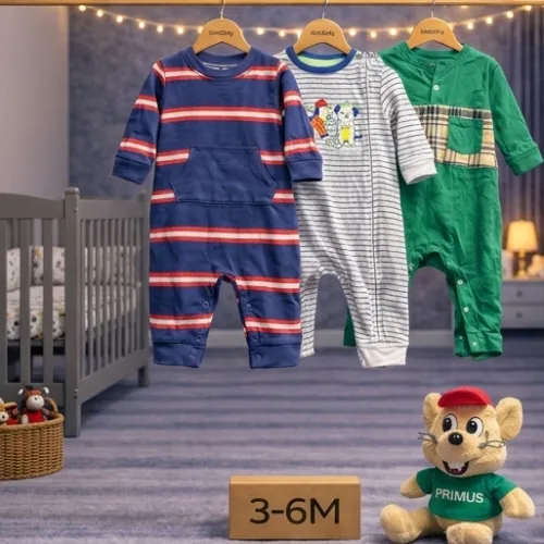 3 Piece Baby Outfit Set with Mouse Plush Toy - Product Image