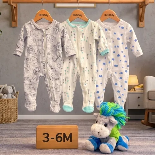 Baby Rompers & Sleepsuit Set with Plush Pony Soft Toy  - Product Image