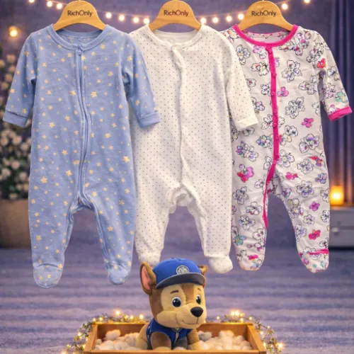 3 Piece Baby Sleepsuit Set with Chase Dog Plush Toy - Product Image