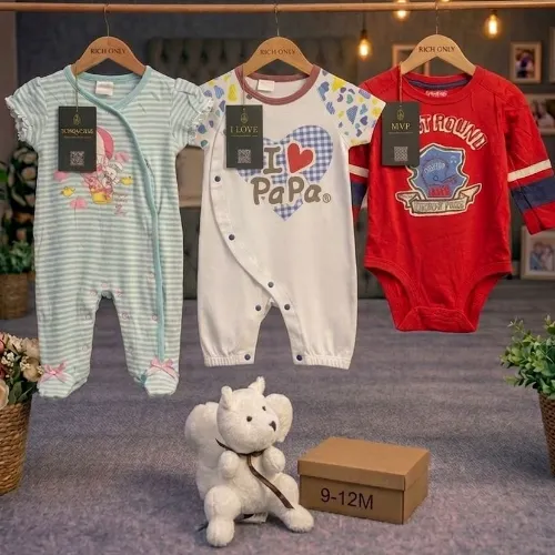 3 Piece Baby Outfit Set with White Squirrel Plush Toy - Product Image