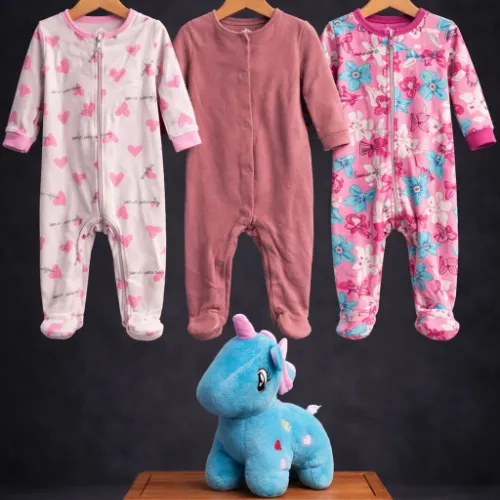 3 Piece Baby Rompers Set (12–18M) with Unicorn Plush Toy - Product Image
