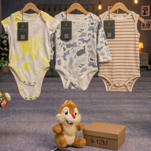 3 Piece Baby Bodysuit Set with Chipmunk Plush Toy - Product Image