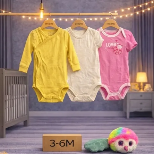3 Piece Baby Bodysuit Set with Rainbow Hedgehog Plush Toy - Product Image