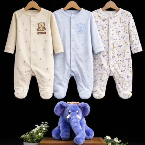 3-Piece Gentle Giant Sleep & Play Set (6-9 Months) with Blue Elephant Plush - Product Image