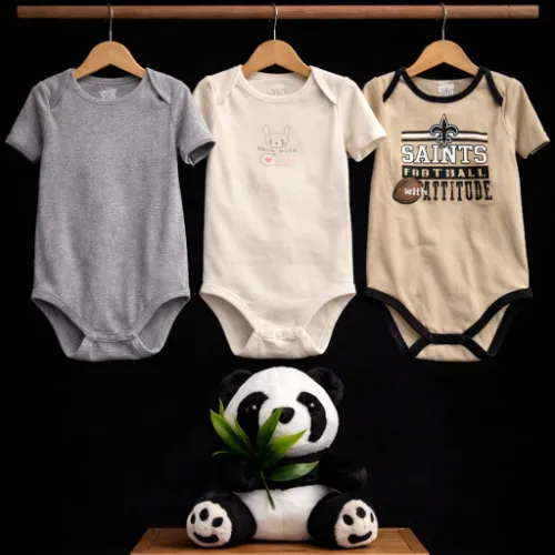 Rompers Set For Baby Girls (18 Months) with Panda Soft Toy - Product Image