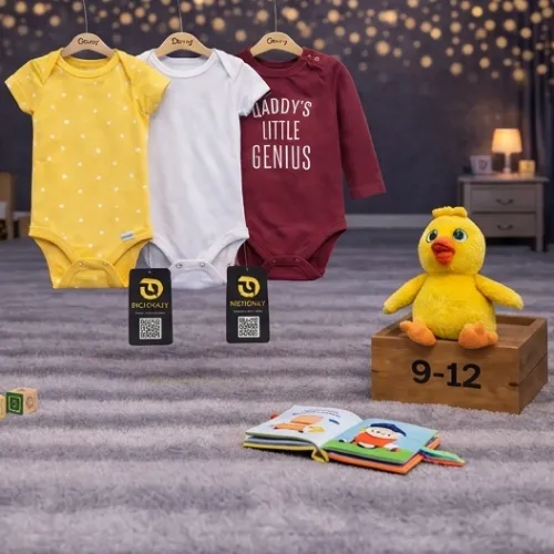 3 Piece Baby Bodysuit Set with Yellow Duck Plush Toy - Product Image