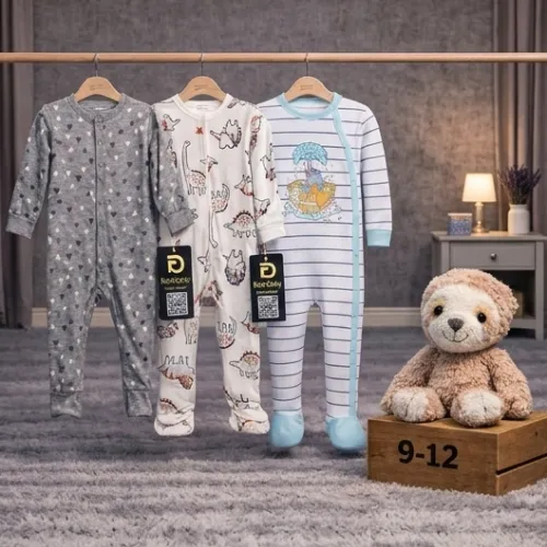 3 Piece Baby Romper Set with Teddy Bear Plush Toy - Product Image