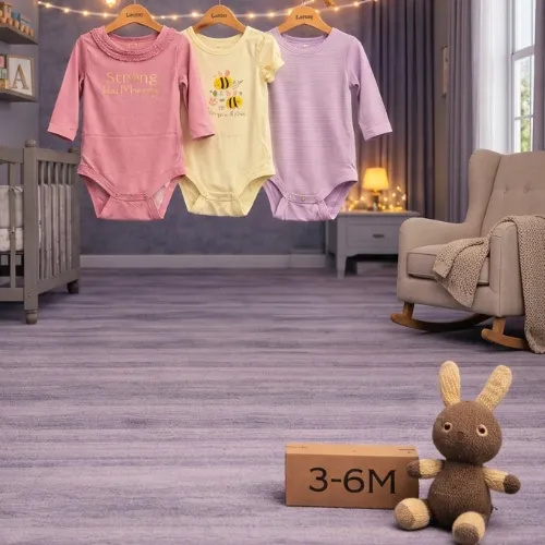 3 Piece Baby Bodysuit Set with Brown Bunny Plush Toy - Product Image