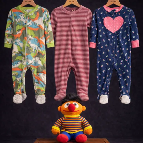 Floral Rompers Set For Baby Girls (18 Months) with Ernie Soft Toy - Product Image