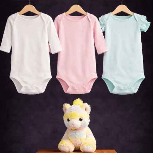 3-Piece Baby Girls Essential Bodysuit Set (18-24 Months) with Llama Plush - Product Image