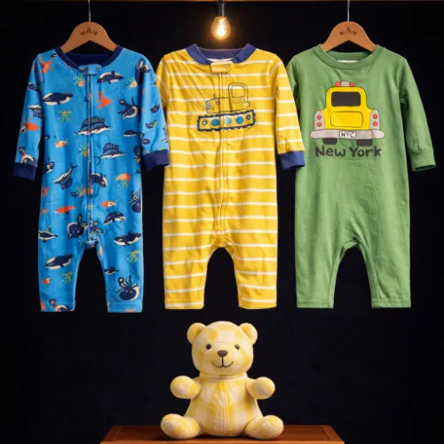Rompers Set For Baby Girls (18 Months) with Teddy Bear Soft Toy - Product Image