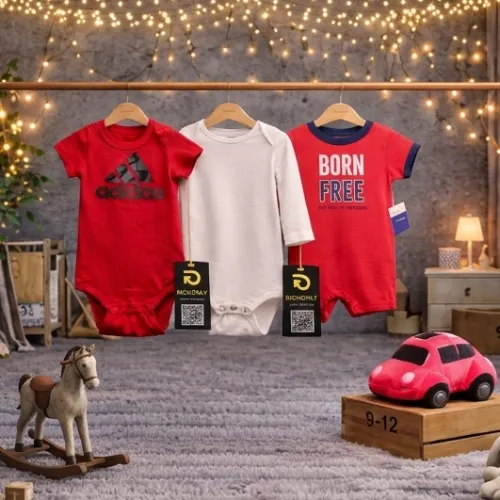 3-Piece Baby Bodysuit Set with Red Car Plush Toy - Product Image