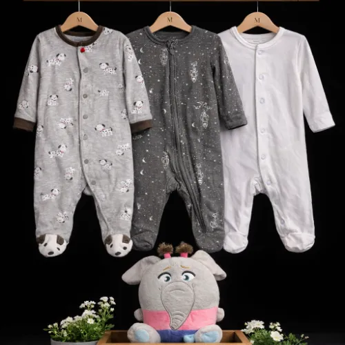 Baby Romper Set (6-9 Months) with Elephant Plush Toy - Product Image