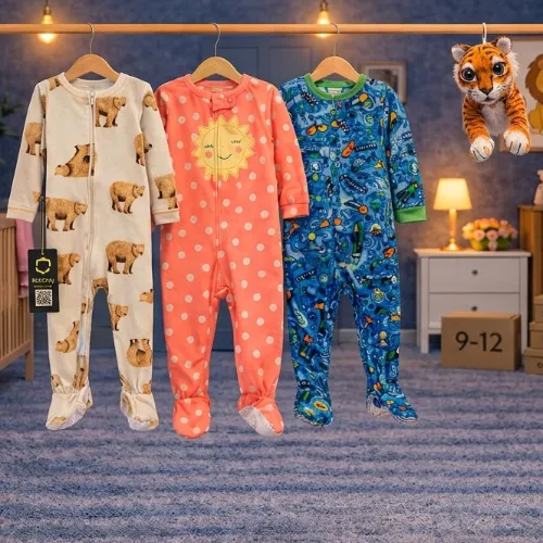 3-Piece Baby Romper Set with Cute Tiger Plush Toy - Product Image