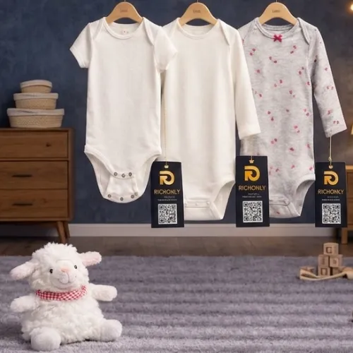 3-Piece Baby Bodysuit Set with Lamb Plush Toy - Product Image